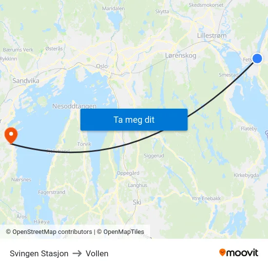 Svingen Stasjon to Vollen map
