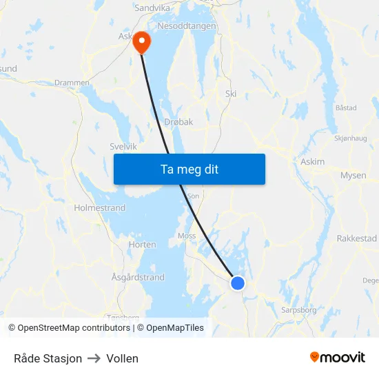 Råde Stasjon to Vollen map