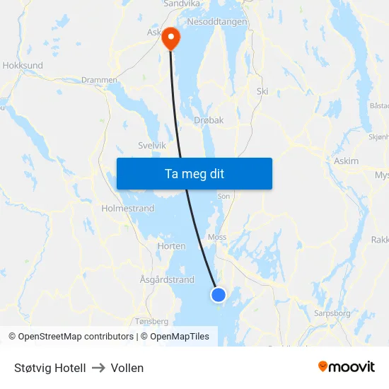 Støtvig Hotell to Vollen map