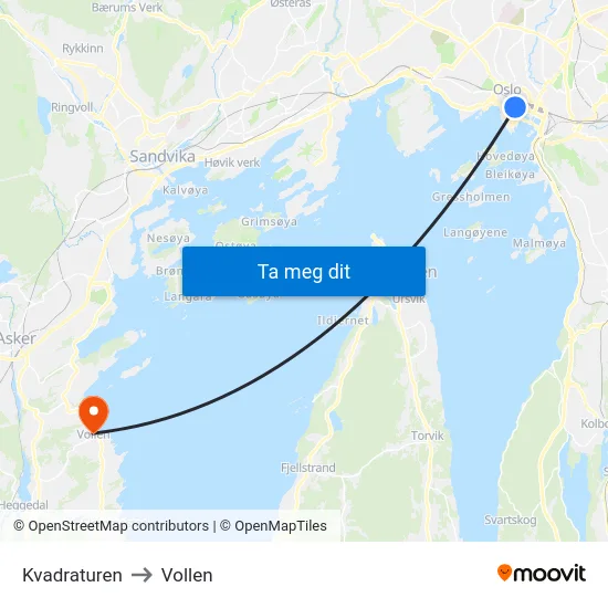 Kvadraturen to Vollen map