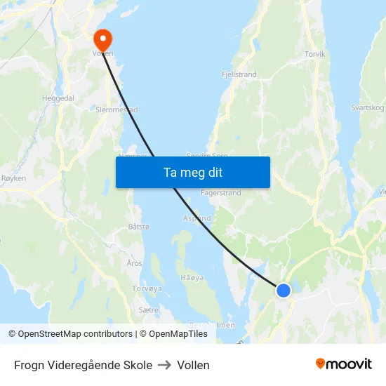 Frogn Videregående Skole to Vollen map