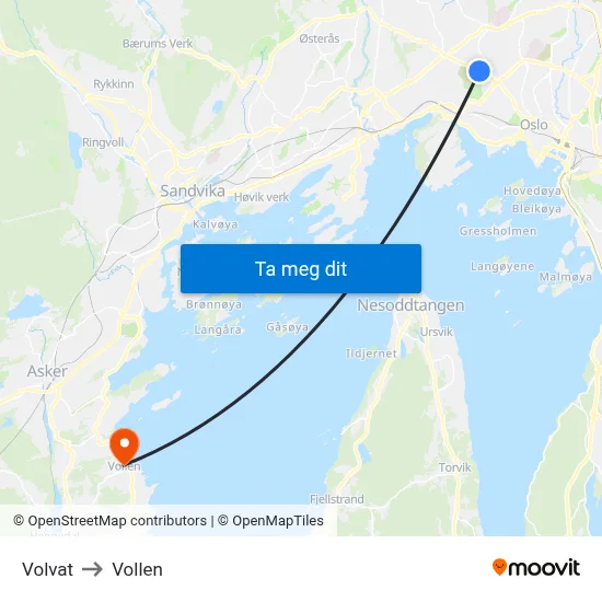 Volvat to Vollen map