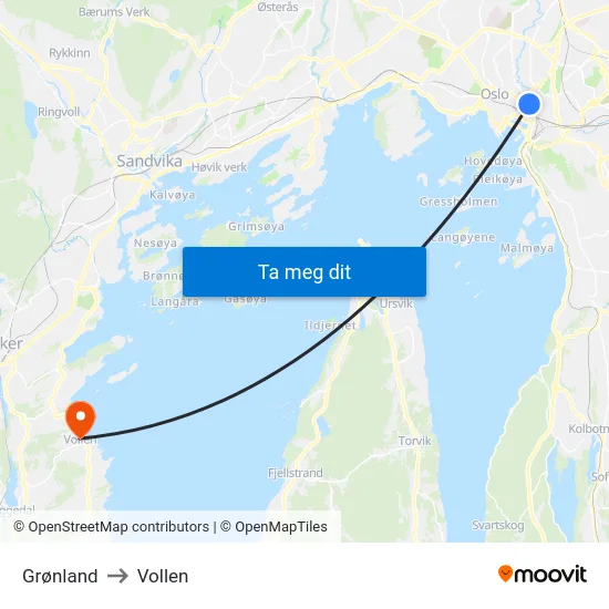 Grønland to Vollen map