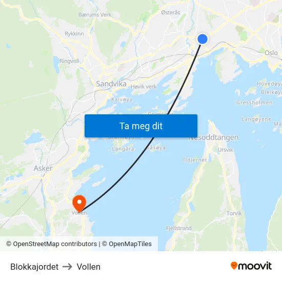 Blokkajordet to Vollen map