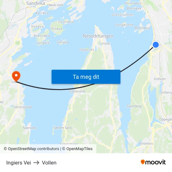 Ingiers Vei to Vollen map