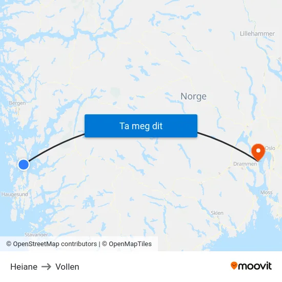 Heiane to Vollen map