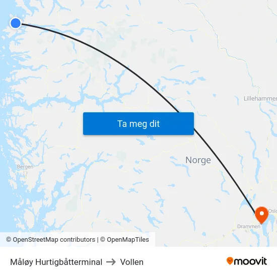 Måløy Hurtigbåtterminal to Vollen map