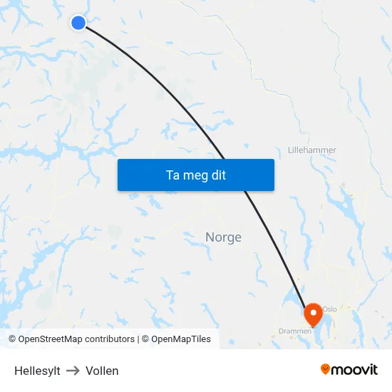 Hellesylt to Vollen map