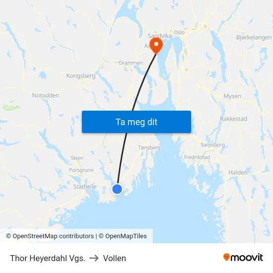 Thor Heyerdahl Vgs. to Vollen map