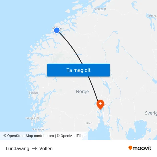 Lundavang to Vollen map