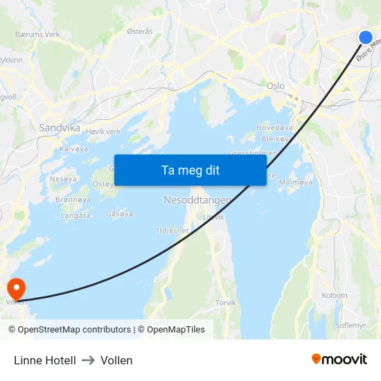 Linne Hotell to Vollen map