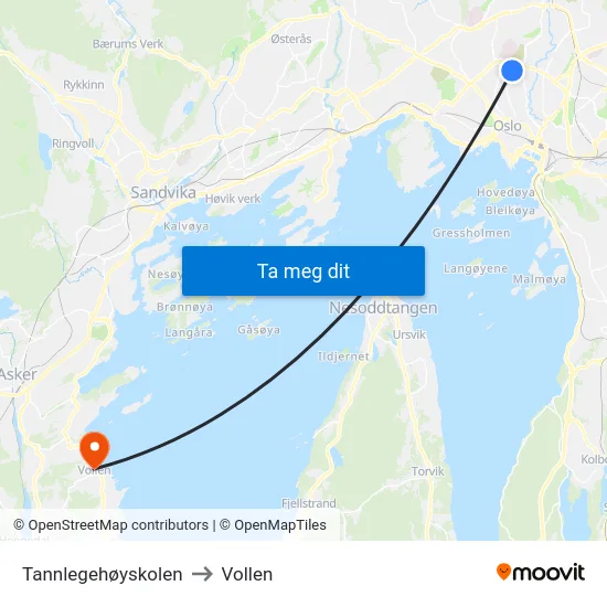 Tannlegehøyskolen to Vollen map