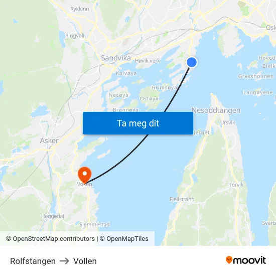 Rolfstangen to Vollen map