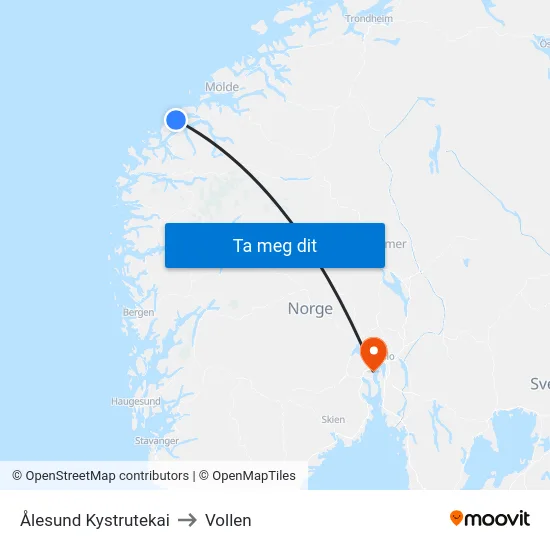 Ålesund Kystrutekai to Vollen map