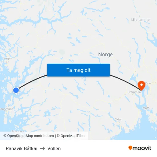 Ranavik Båtkai to Vollen map