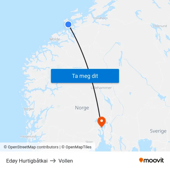 Edøy Hurtigbåtkai to Vollen map
