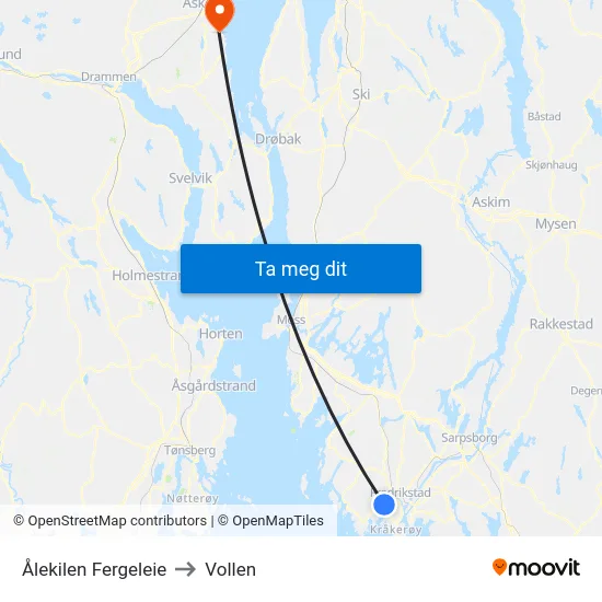 Ålekilen Fergeleie to Vollen map