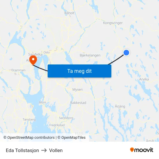 Eda Tollstasjon to Vollen map