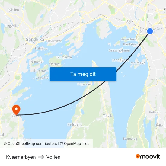 Kværnerbyen to Vollen map