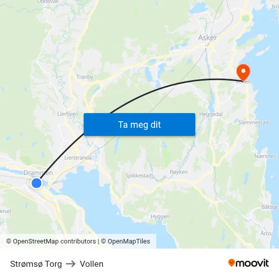 Strømsø Torg to Vollen map