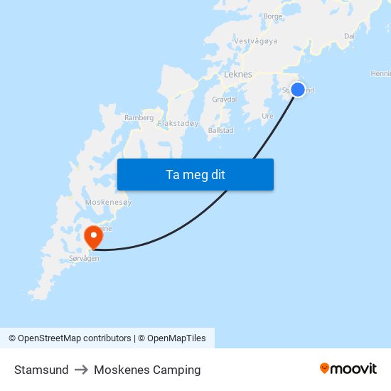 Stamsund to Moskenes Camping map