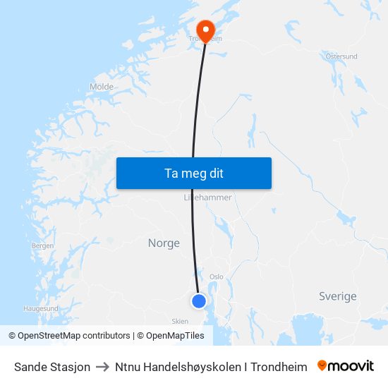 Sande Stasjon to Ntnu Handelshøyskolen I Trondheim map