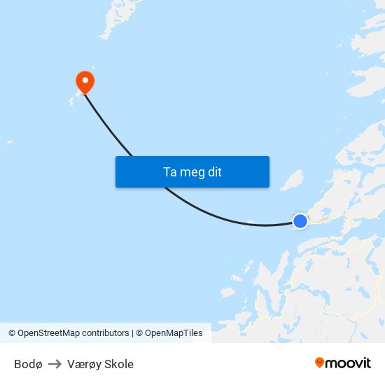 Bodø to Værøy Skole map