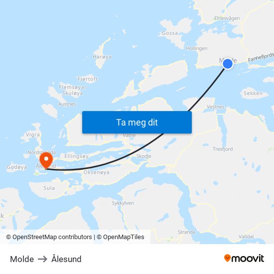 Molde to Ålesund map
