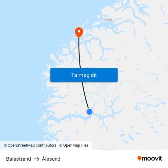 Balestrand to Ålesund map