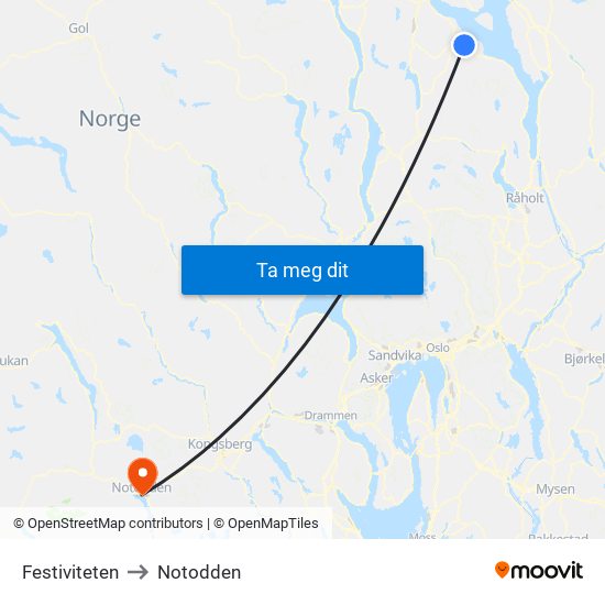 Festiviteten to Notodden map