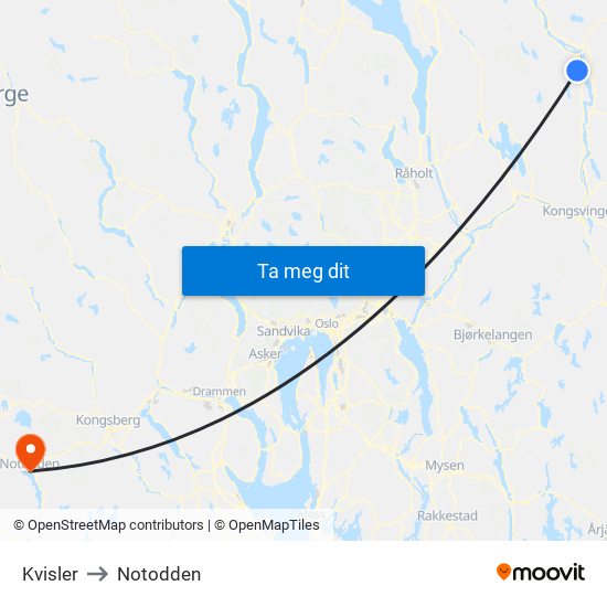 Kvisler to Notodden map