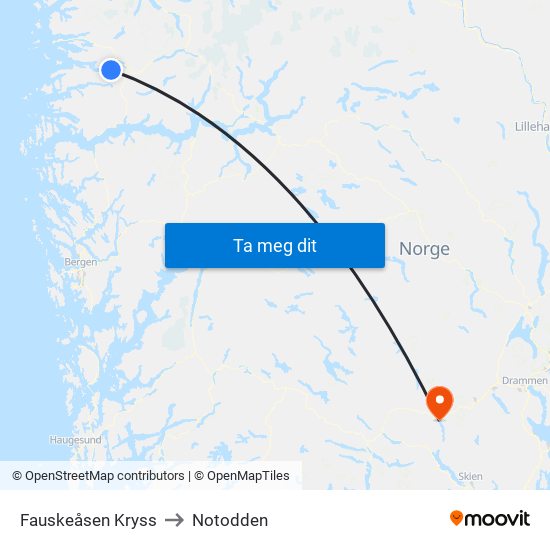 Fauskeåsen Kryss to Notodden map
