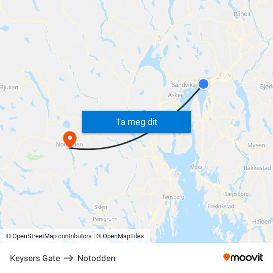 Keysers Gate to Notodden map