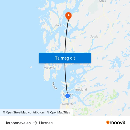Jernbaneveien to Husnes map