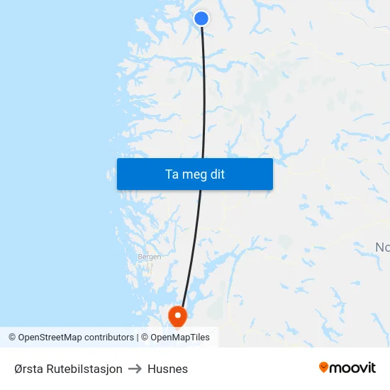 Ørsta Rutebilstasjon to Husnes map