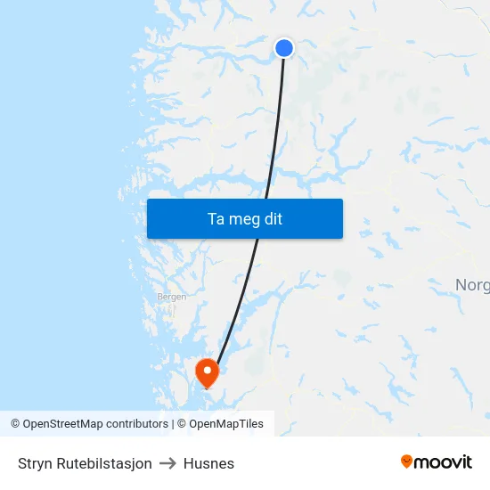 Stryn Rutebilstasjon to Husnes map