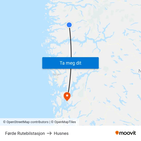 Førde Rutebilstasjon to Husnes map