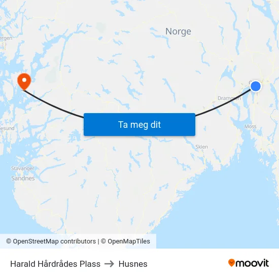 Harald Hårdrådes Plass to Husnes map
