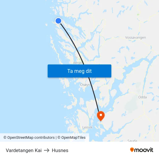 Vardetangen Kai to Husnes map