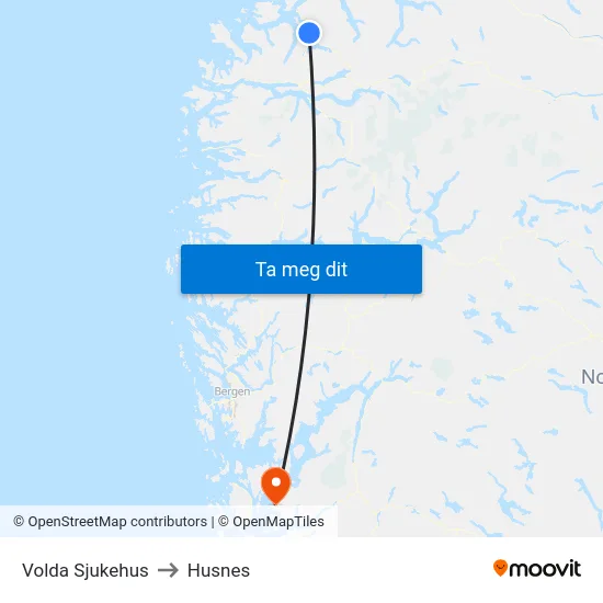 Volda Sjukehus to Husnes map