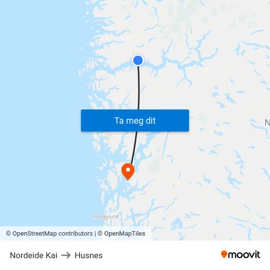 Nordeide Kai to Husnes map