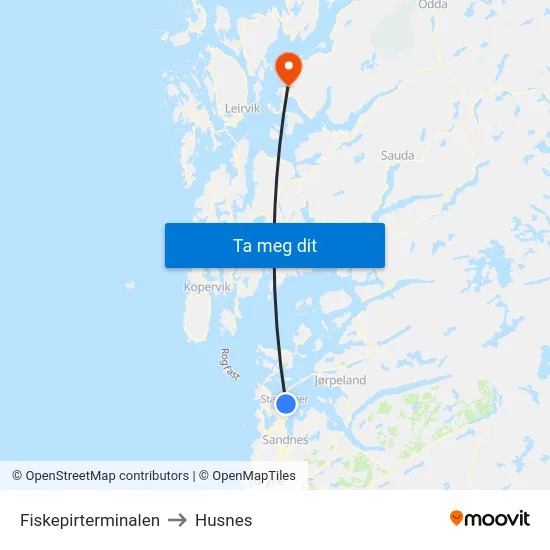 Fiskepirterminalen to Husnes map
