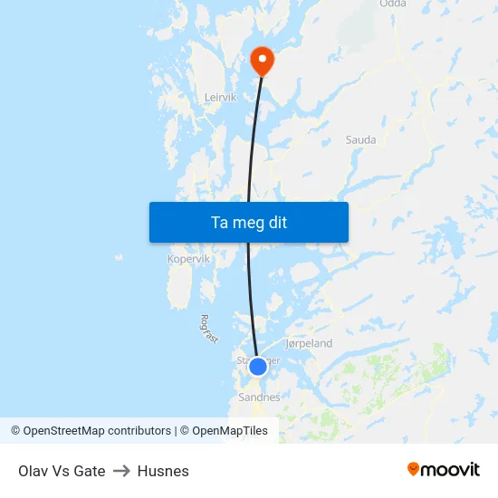 Olav Vs Gate to Husnes map