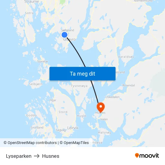 Lyseparken to Husnes map