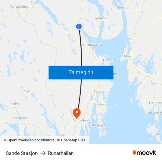 Sande Stasjon to Runarhallen map