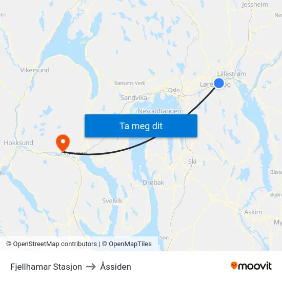 Fjellhamar Stasjon to Åssiden map