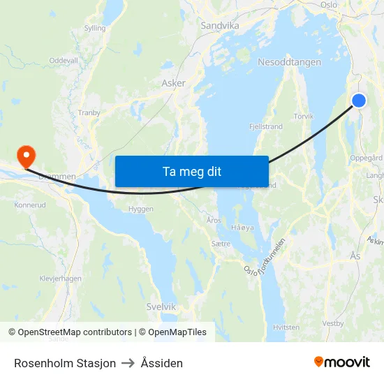 Rosenholm Stasjon to Åssiden map