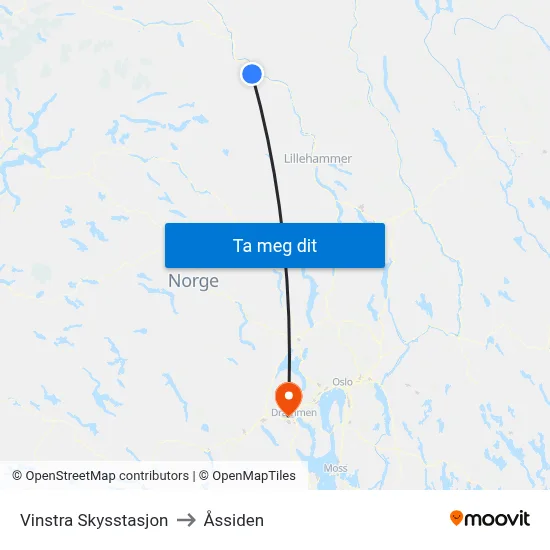 Vinstra Skysstasjon to Åssiden map