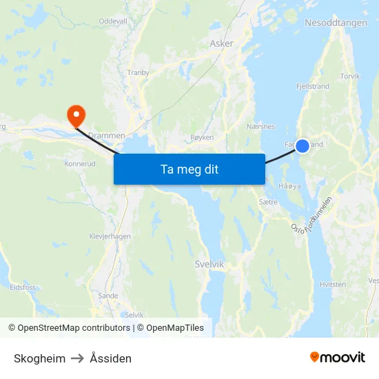 Skogheim to Åssiden map