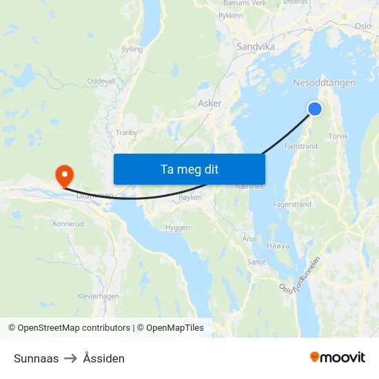 Sunnaas to Åssiden map